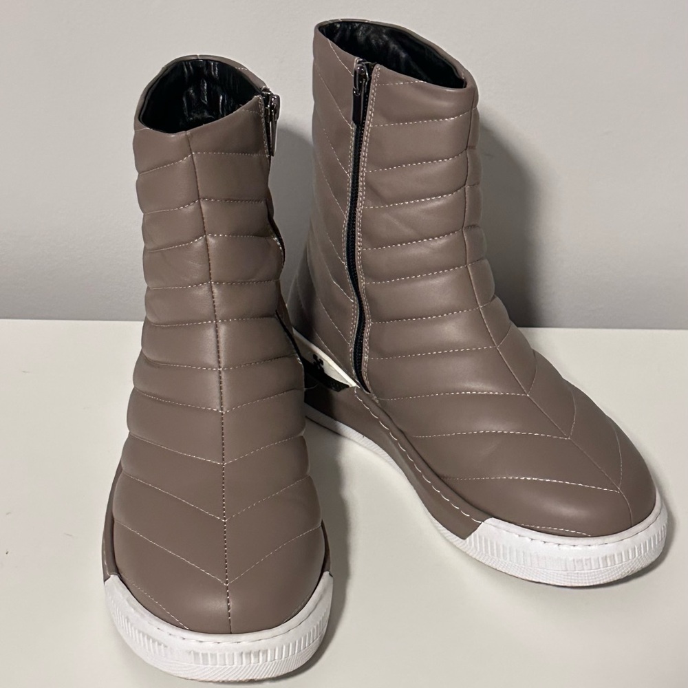 Leather Quilted Platform Ankle Boots Women’s Size  7.5/38 Made In Türkiye